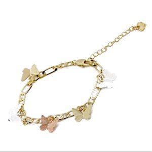 Butterfly TriColor Charm Bracelet 14k Gold Plated